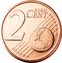 A two-cent euro coin